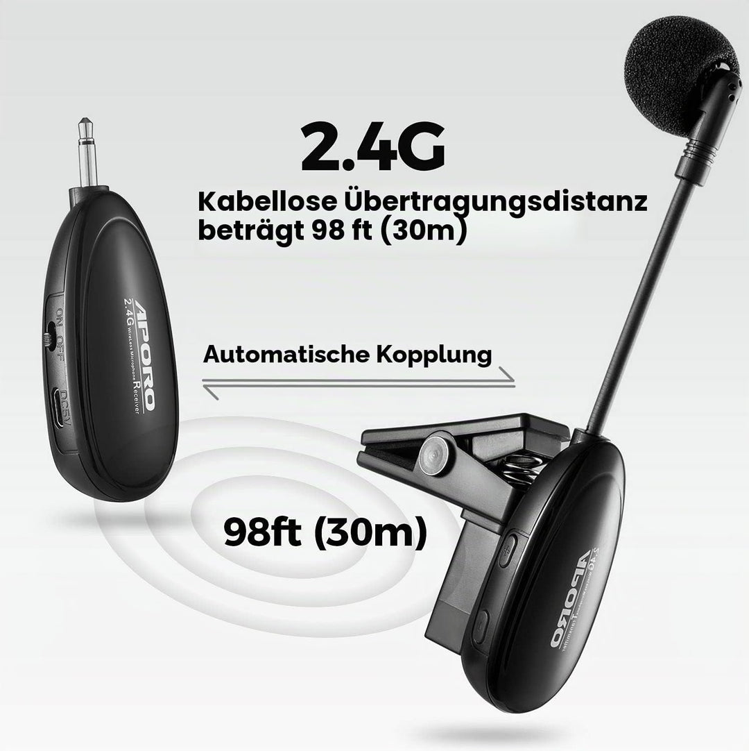 VOEMPHI 2.4G Drahtloses Saxophon Mikrofon Clip auf Musikinstrumente Mikrofon, Drahtloser Empfänger u