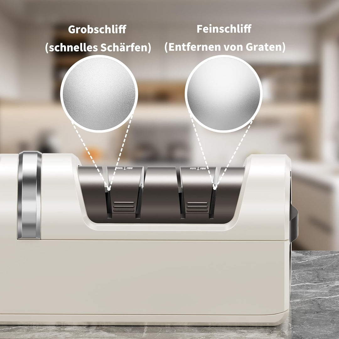 Elektrischer Messerschärfer, 5-in-1 Messerschärfer mit 3-Geschwindigkeiten Einstellung, wiederauflad