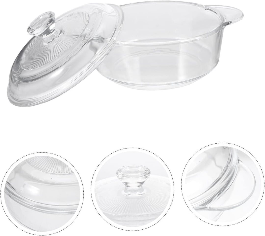STOBAZA Pyroflam Topf Glas Schmortopf Hitzebeständig mit Deckel und Ergonomischem Design 1l Küchenge