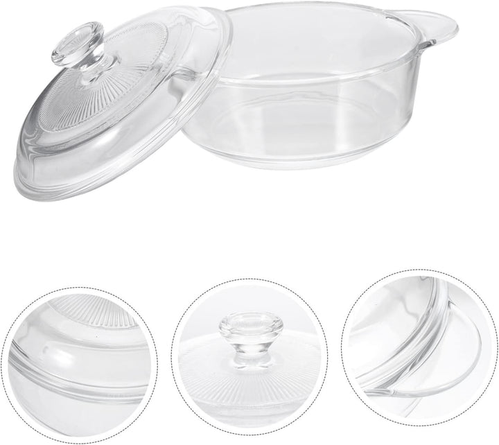STOBAZA Pyroflam Topf Glas Schmortopf Hitzebeständig mit Deckel und Ergonomischem Design 1l Küchenge