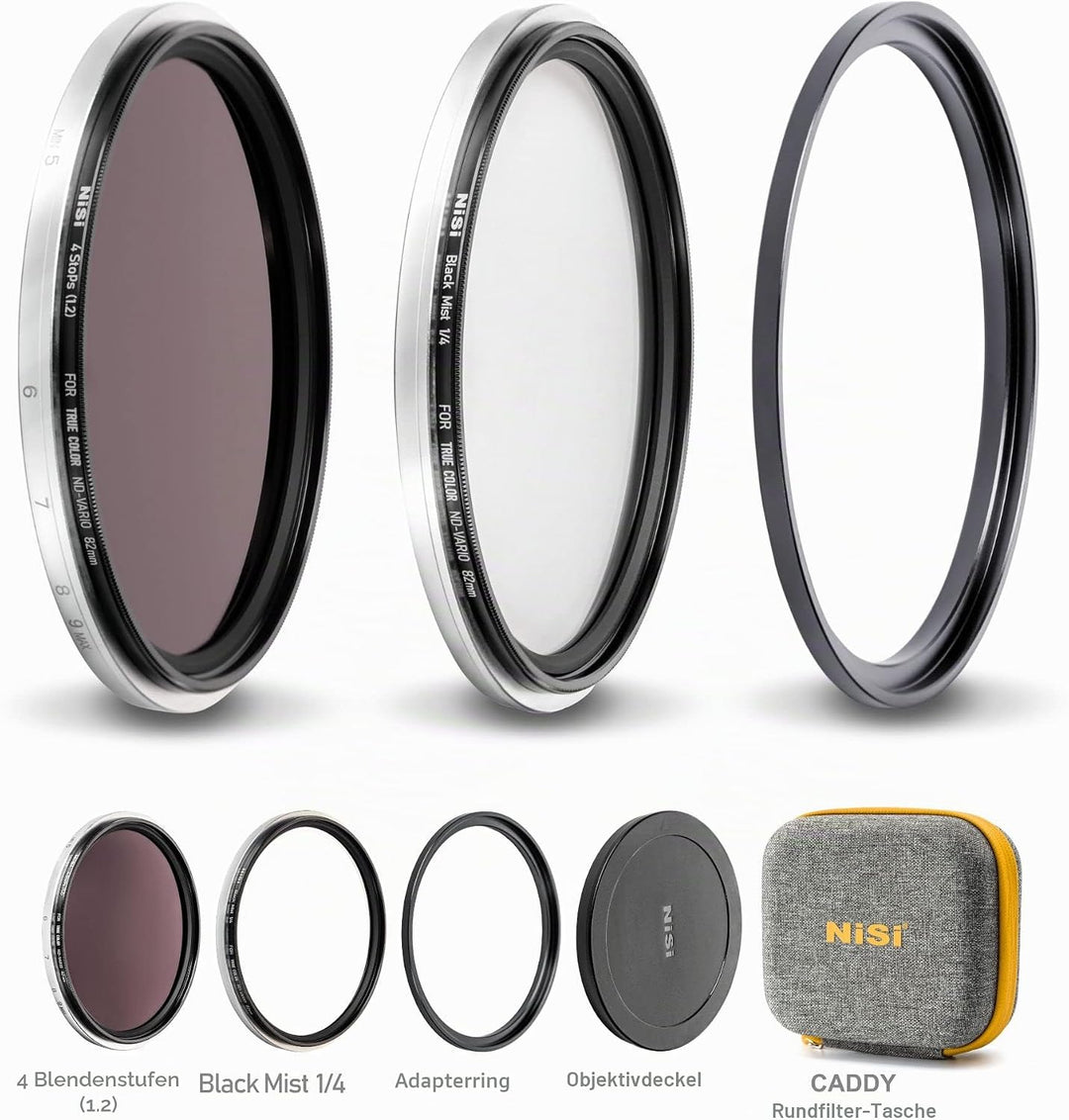 NiSi 82mm Swift Add on Kit - ND16 (1,2) 4 Blenden Neutral-Graufilter + Black Mist 1/4 Diffusion Effe