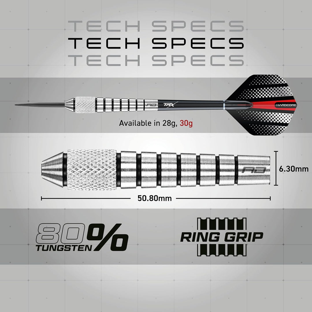 RED DRAGON Sidewinders 25g, 27g or 30g Flightmaster Tungsten Darts Set mit Flights und Schäfte 30.0