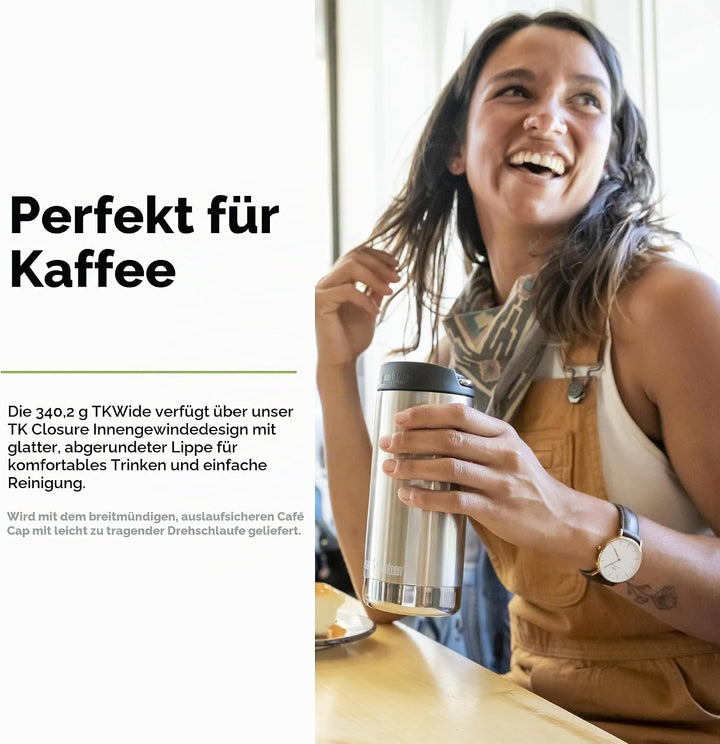 Klean Kanteen TKWide VI Trinkflasche Gebürsteter Edelstahl 355 ml