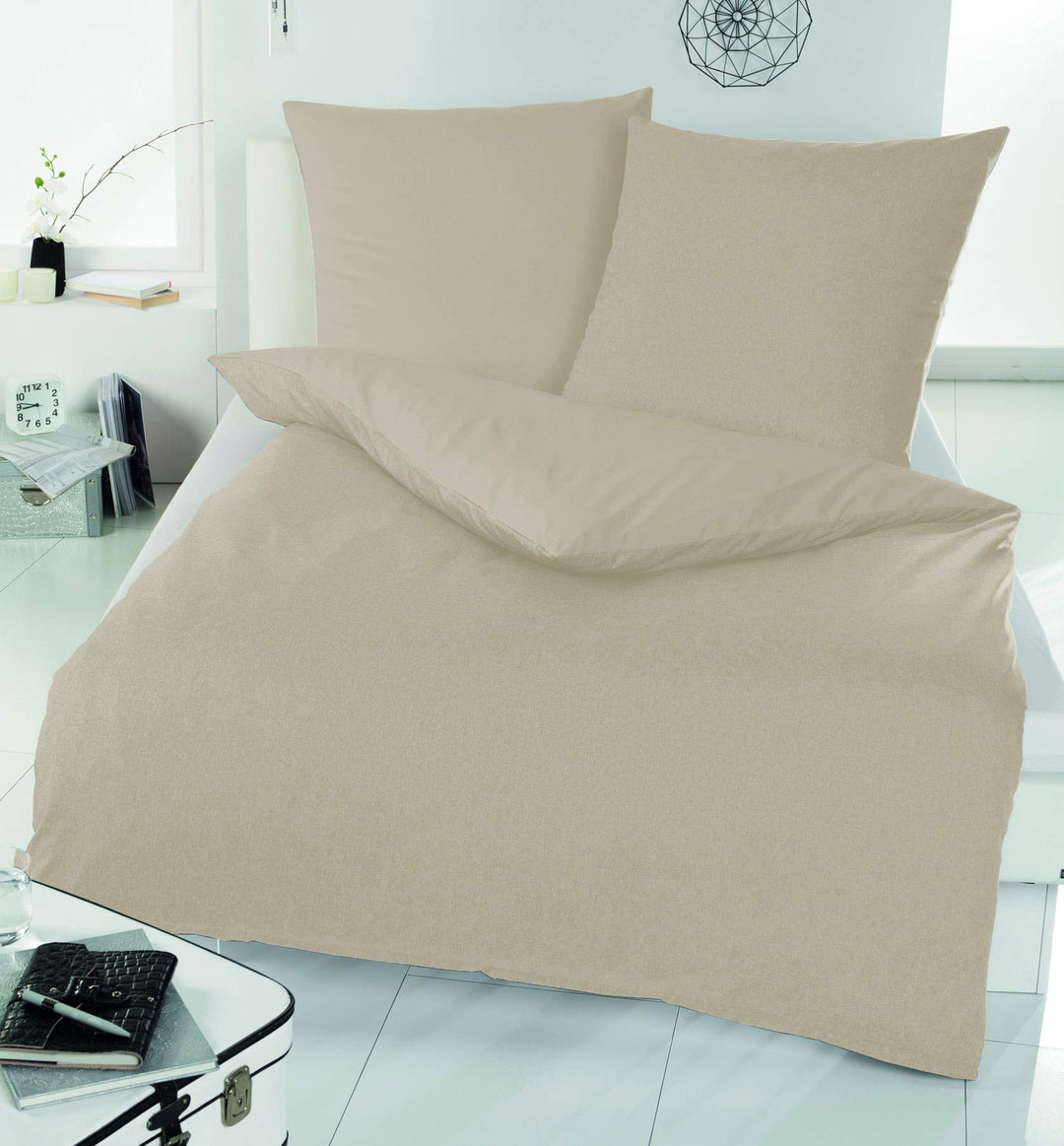 Brandsseller Baumwoll-Satin Bettwäsche Bettbezug Garnitur Set Martina - für Kopfkissen und Bettdecke