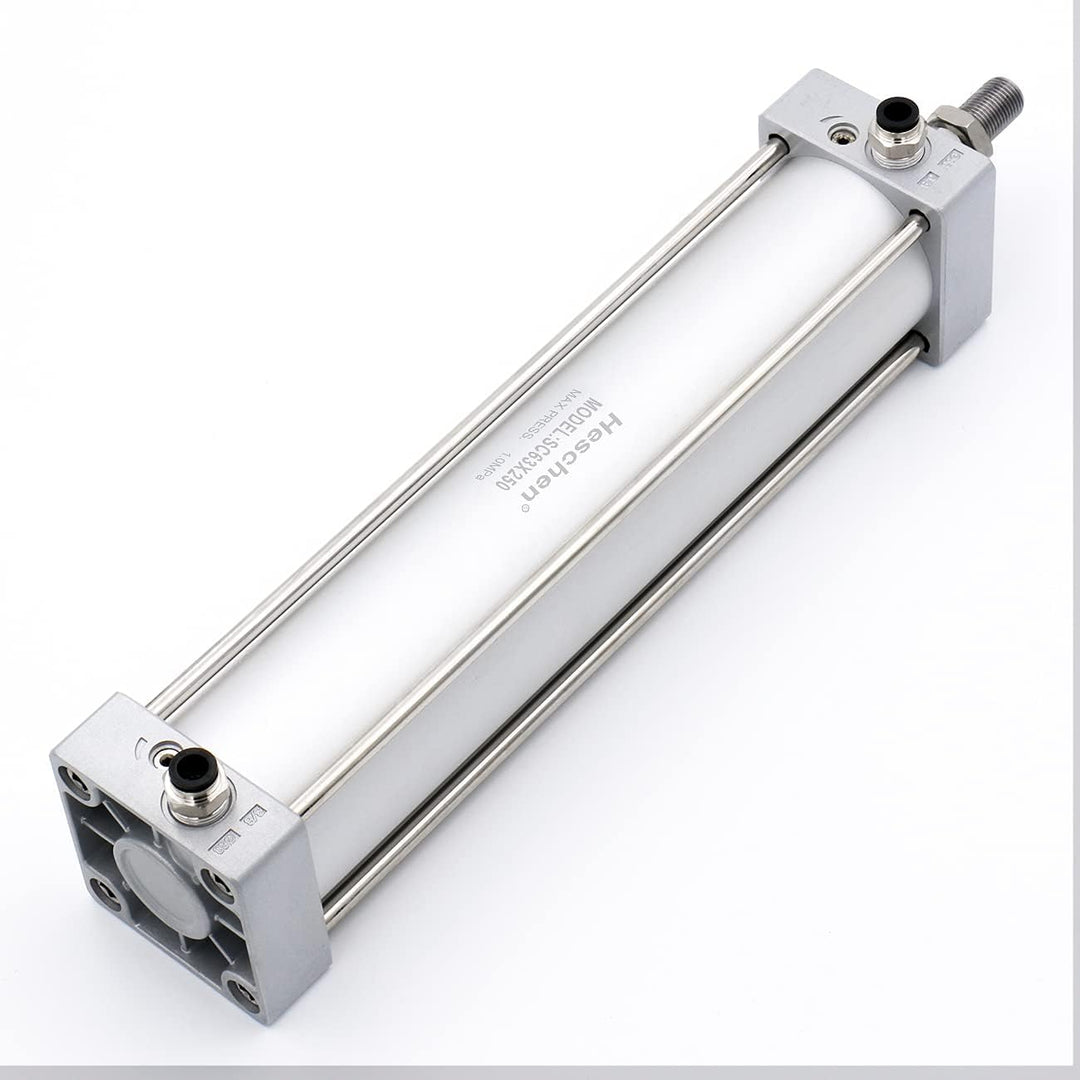 Heschen Pneumatischer Standard-Luftdruckzylinder, SC 63-250, PT3/8" Anschluss, 63mm Bohrung, 250mm H