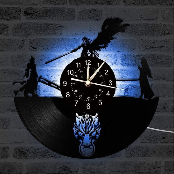 Smotly Vinyl Wanduhr, Final Fantasy Thema Rekord Wanduhr, handgemachte Kunst kreative Farbe Nachtlic