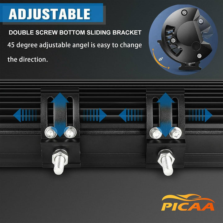 PICAA 23 Zoll 480W LED Lightbar Tri-Reihe LED Lichtbalken Arbeitsscheinwerfer 12V 24V 6000K Weiss Wa