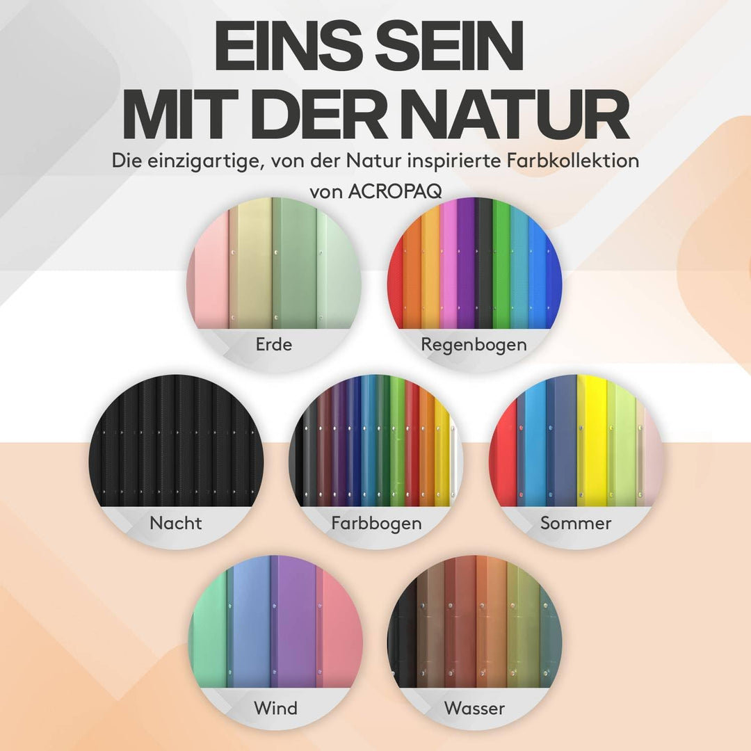 ACROPAQ - 12 x Ringbuch A4 - Mit 2 Ringen, Mit Rückenetiketten, Rückenbreite 2,5 cm, Wasser, Natur F