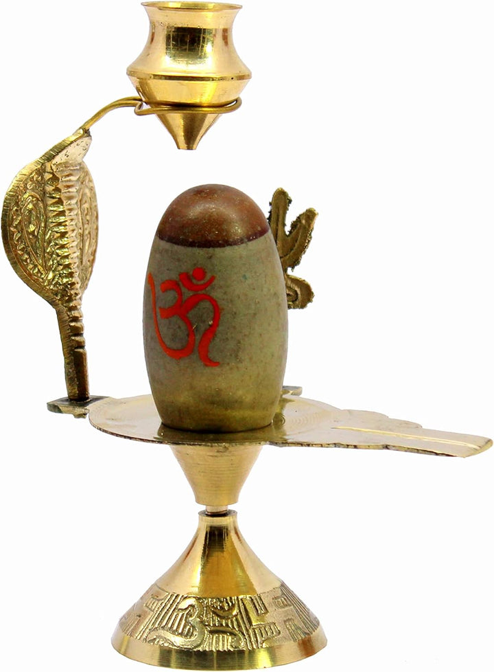 eSplanade Narmadeshwar Shiva Lingam Shiv Ling mit Messing-Wasserkrug und Trishul – 13,3 cm