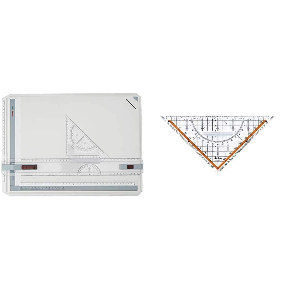 rOtring 213910 Rapid-A3-Zeichenbrett & Centro-Geometrie-Dreieck mit Griff (gross, 23 cm) A3 Bundle m