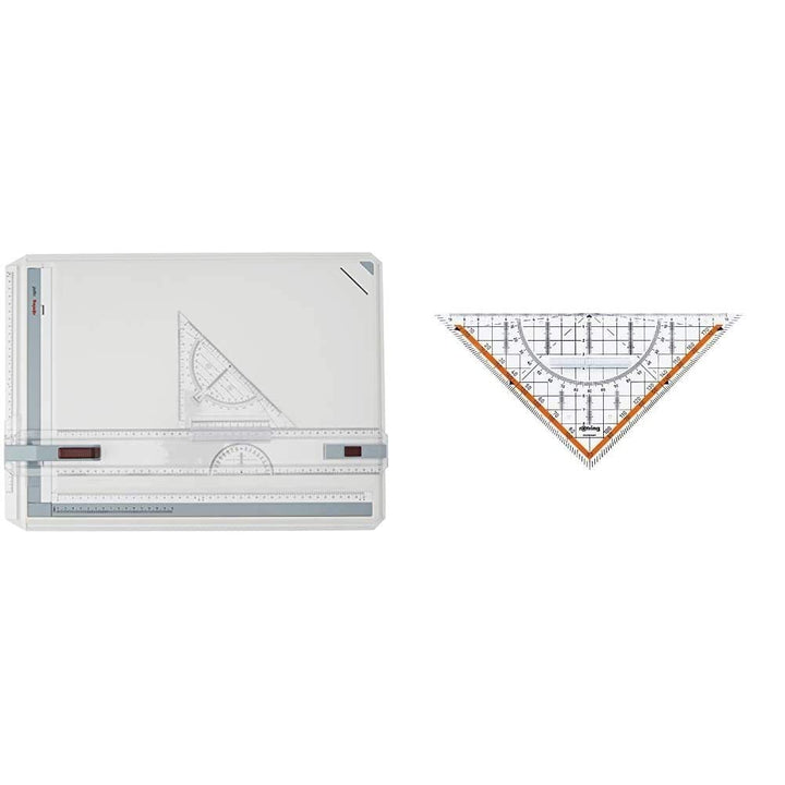 rOtring 213910 Rapid-A3-Zeichenbrett & Centro-Geometrie-Dreieck mit Griff (gross, 23 cm) A3 Bundle m