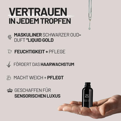 ZOUSZ Black Oud Bartöl für Männer, Feuchtigkeitscreme und Spülung für den Bart, nicht fettendes äthe