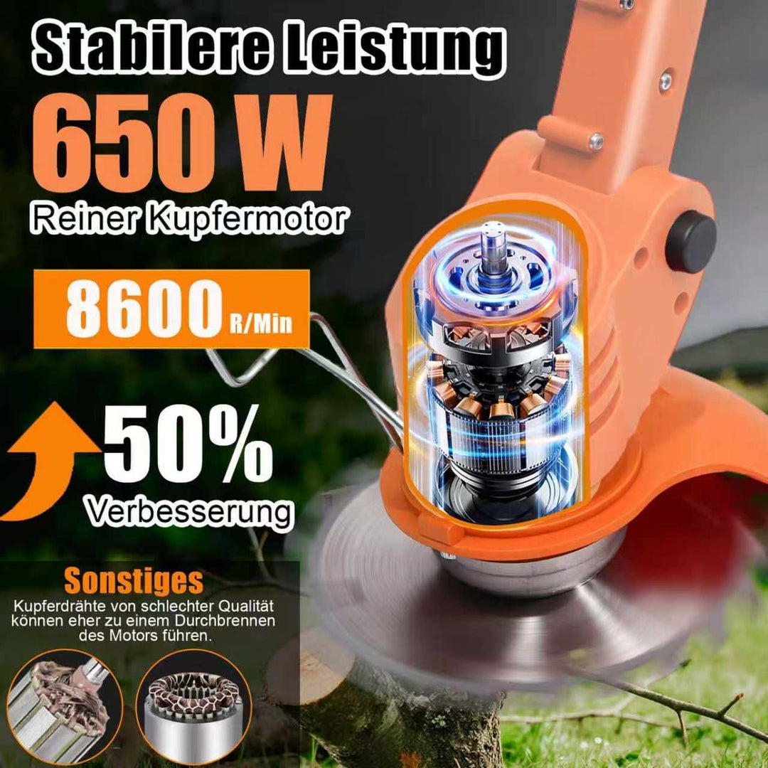 Xbzzgmg Akku Rasentrimmer mit Akku, Rasentrimmer Akku mit 2x4,0mAH - Elektrischer Rasentrimmer mit 4