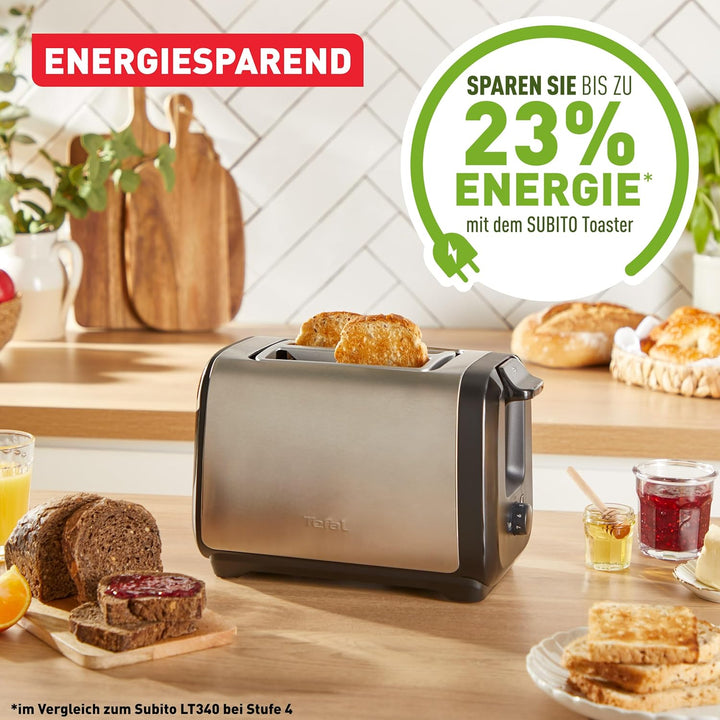 Tefal Subito Doppelschlitz-Toaster, mit Brötchenwärmer, schnelleres Toasten, energiesparend, extra h