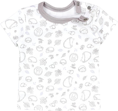 TupTam Baby Jungen Kurzarm T-Shirt mit Aufdruck Unifarben Sterne Streifen 5er Set 56 Igel Füchse Str