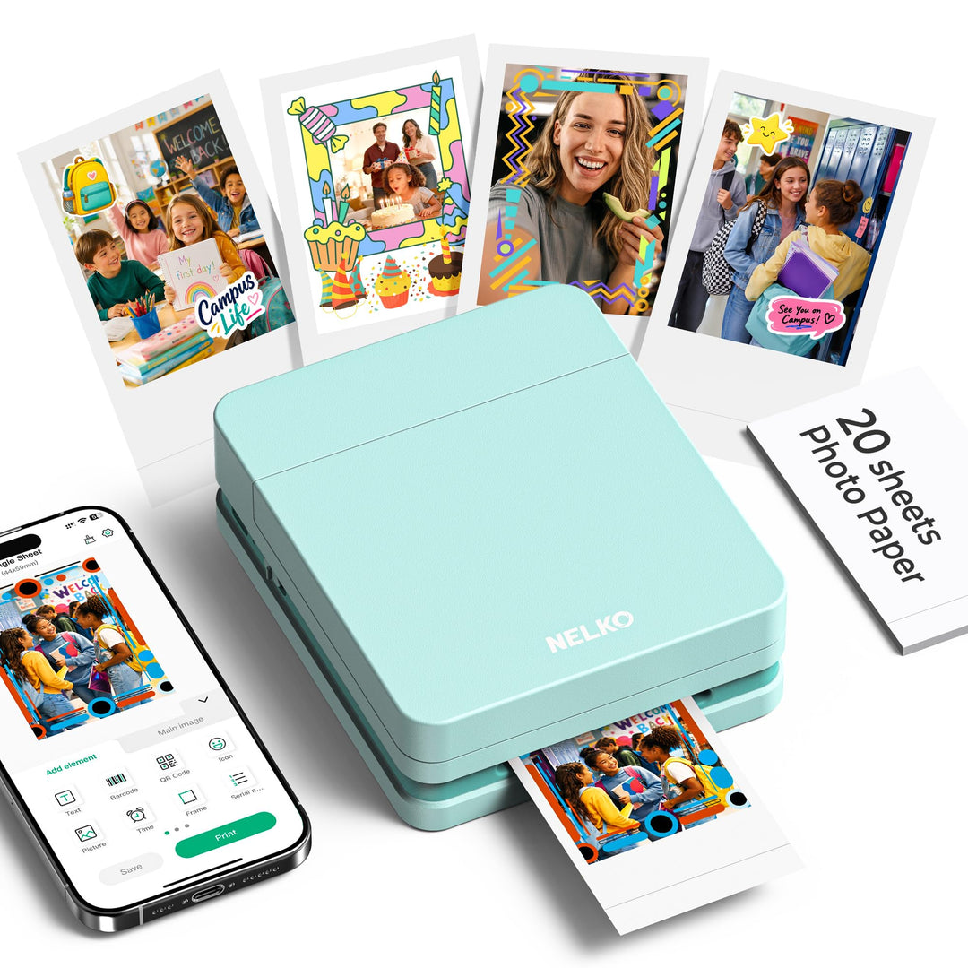 Nelko Fotodrucker PP01 Farbe Tragbarer Mini Fotodrucker, Grün