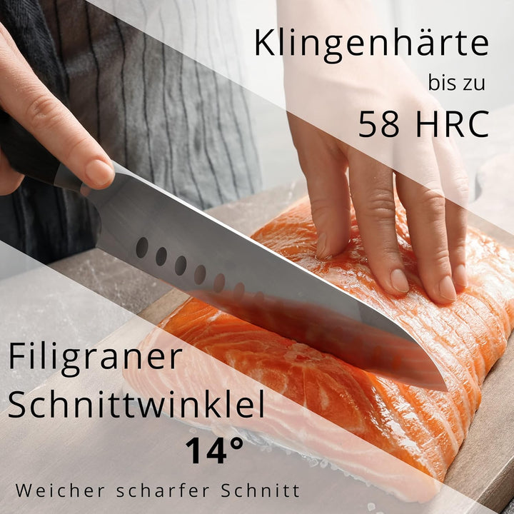 Hannah's Homebrand® Santoku Messer & Sushi Messer - verblüffend scharfes Küchenmesser 18 cm Klinge -