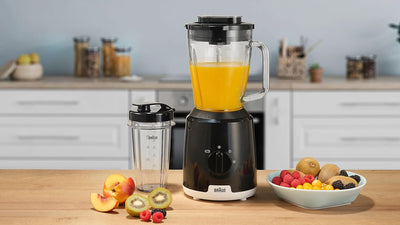 Braun Household PowerBlend 1 JB1051BK - Standmixer mit 1,5 l Glas-Mixaufsatz inkl. To-Go-Becher, Küc