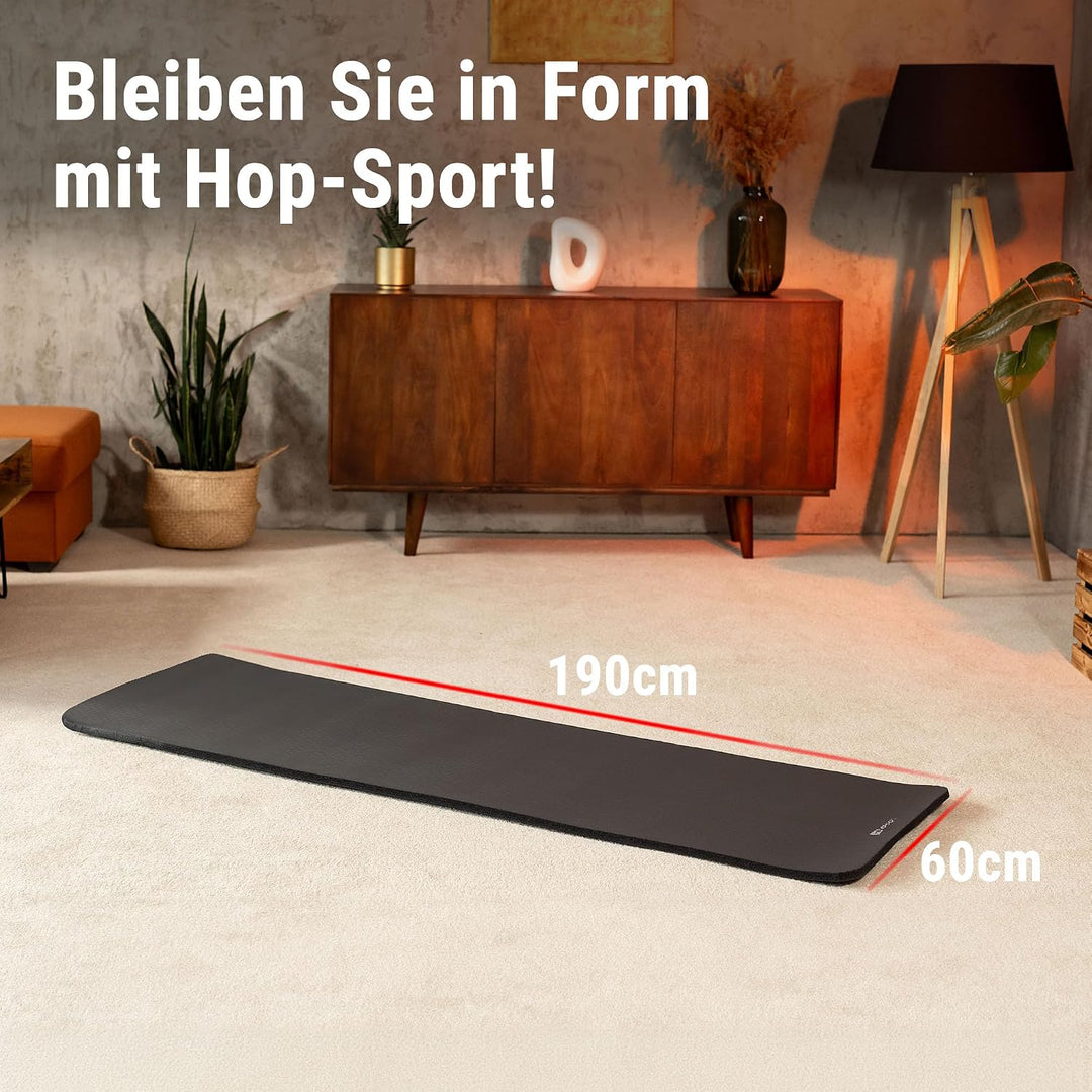 Hop-Sport Gymnastikmatte 190 x 60 cm x 2 cm, Sportmatte - gelenkschonend &amp; rutschfest, Fitnessmatte
