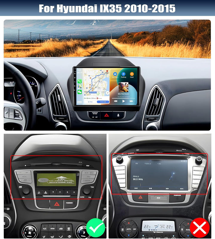 CAMECHO 4G+64G Android 15 Autoradio mit Navi Wireless Carplay für Hyundai IX35 2010-2015,doppel Din