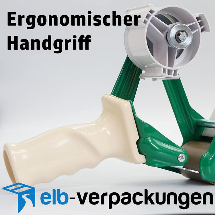 2 Stück - Handabroller - Profi-Ausführung - Version : SE (safe blade) - grün/green - 50 mm - Klebeba