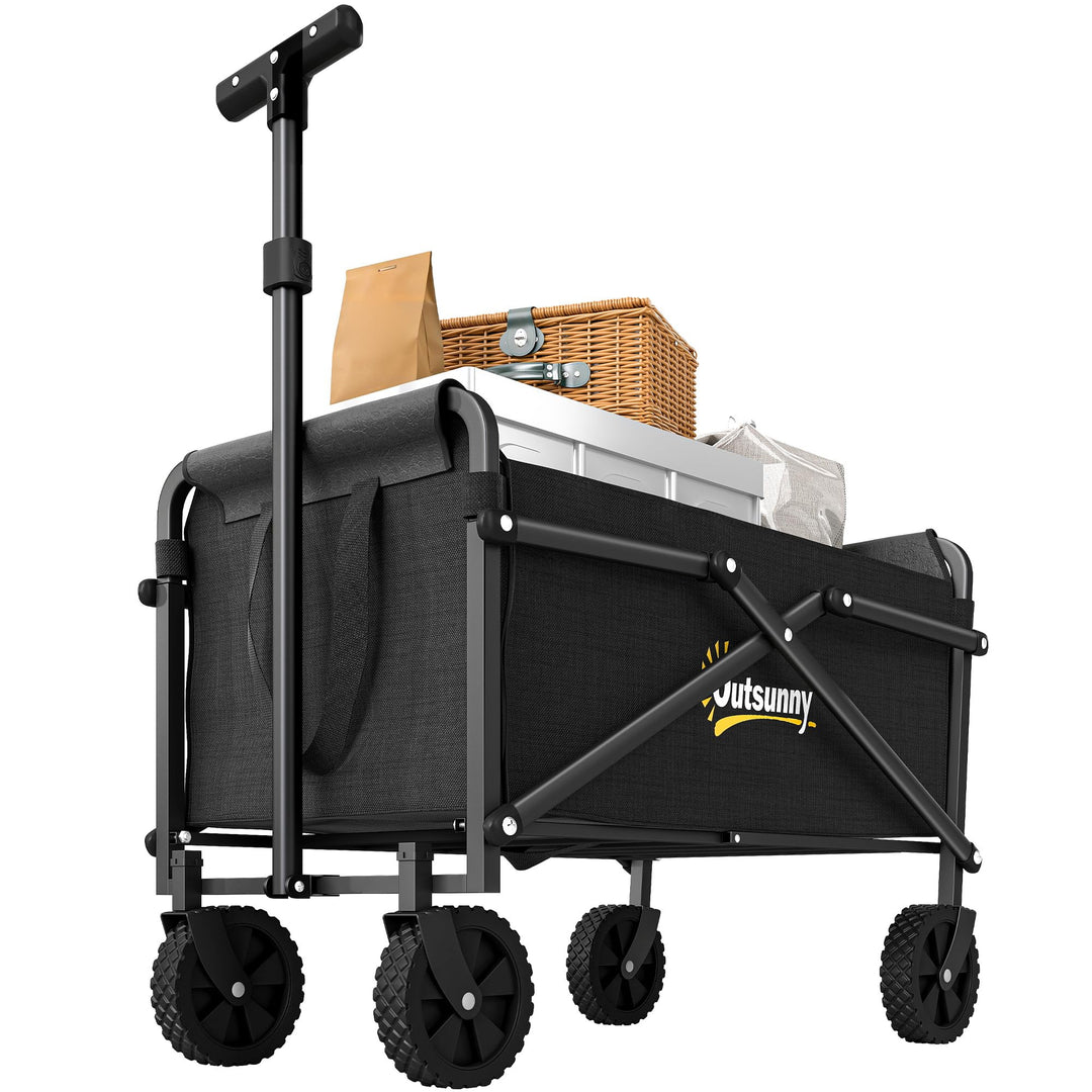 Outsunny Bollerwagen Faltbarer Handwagen 360° Gartenwagen Transportwagen mit verstellbarem Griff Str