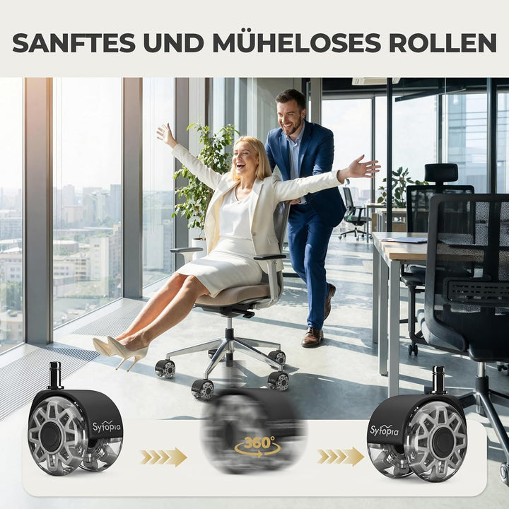 Sytopia Bürostuhl Rollen 10 x 22mm, Rollen Für Bürostühle 70mm, Gummi Bürostuhlrollen, 5er-Set, Für