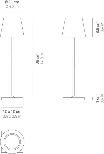 Zafferano Poldina Pro Kabellose LED-Tischlampe Wiederaufladbar Touch-Dimmer - IP65 Innen/Ausseneinsa