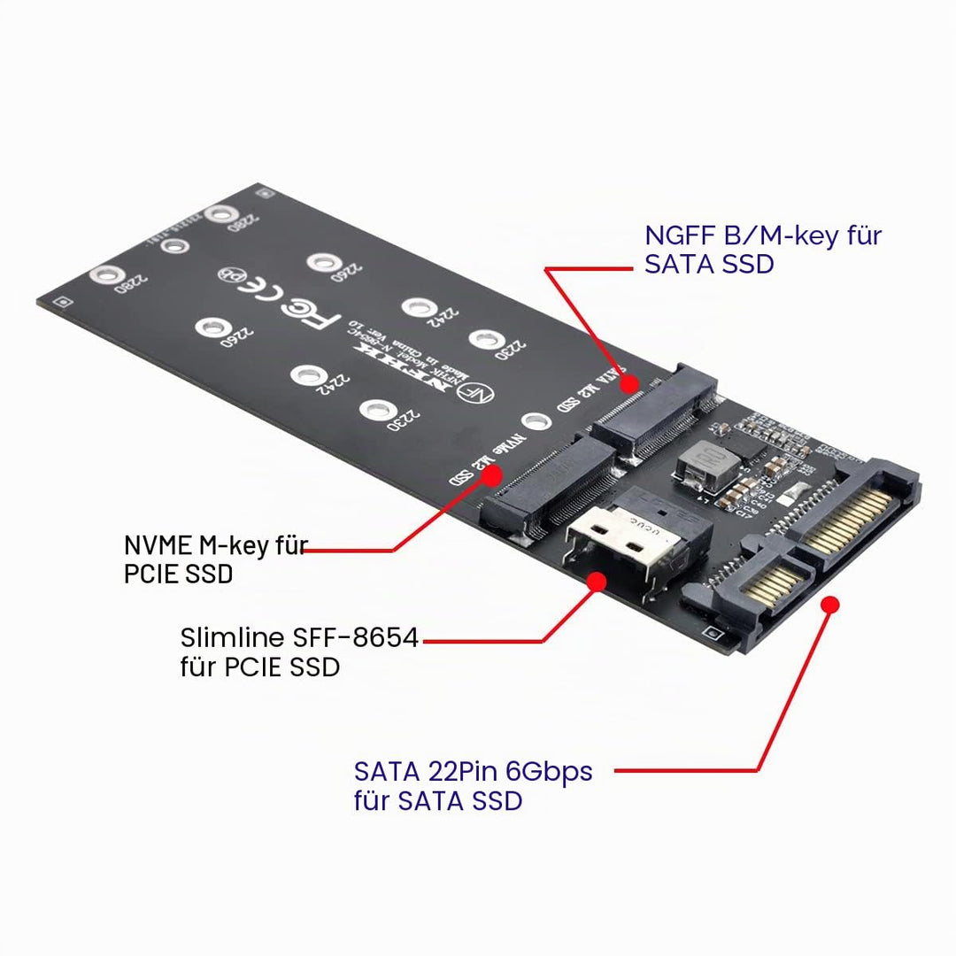 cablecc SFF-8654 auf U2 Kit NGFF M-Key auf Slimline SAS NVME PCIe SSD SATA Adapter für Mainboard Sch