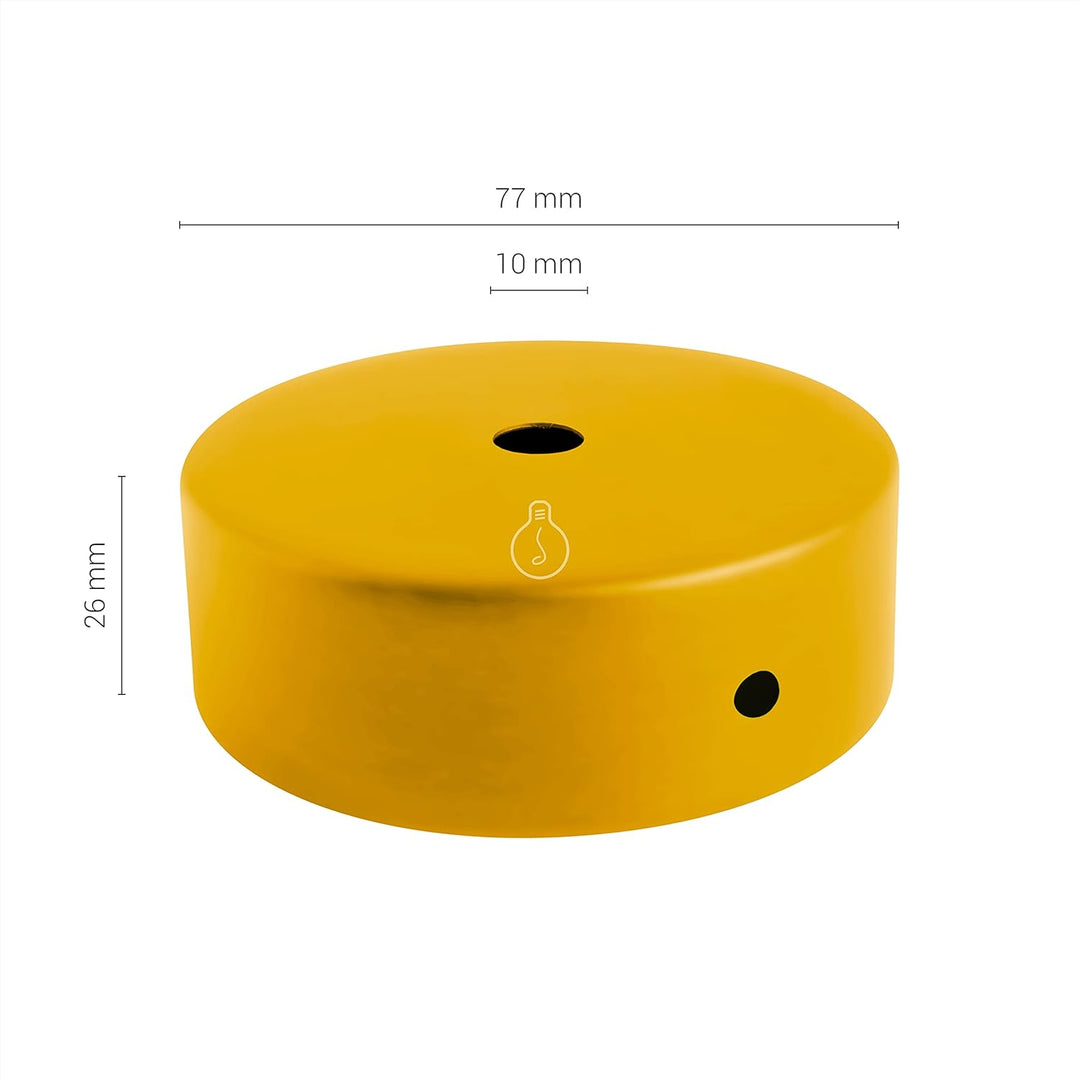 AMARCORDS - 5 Baldachin rosetten aus Metall, Farbe SENF, Lampengehäuse komplett mit Kabelklemmenzube