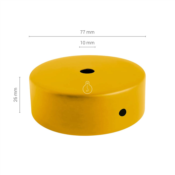 AMARCORDS - 5 Baldachin rosetten aus Metall, Farbe SENF, Lampengehäuse komplett mit Kabelklemmenzube