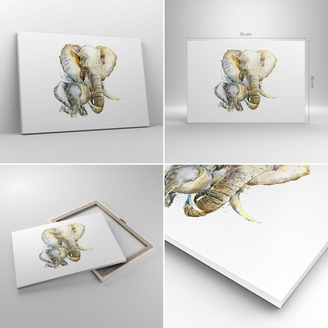 Bilder auf Leinwand Elefanten tier safari afrika Leinwandbild 70x50cm Wandbilder Dekoration Wohnzimm