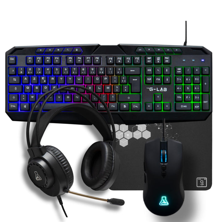 The G-Lab - Combo Natrium – Gaming-Tastatur 4-in-1 – Gaming-Tastatur AZERTY USB, RGB, 19 Antihosting