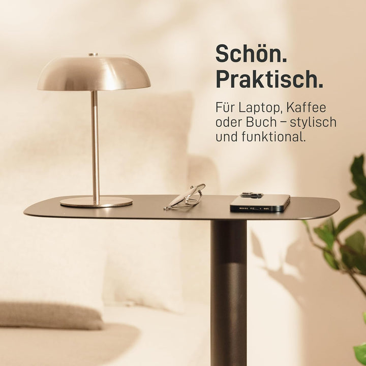 Natural Goods Berlin 1x Beistelltisch Lucia - Laptop Beistelltisch Metall Schwarz - Laptoptisch Für