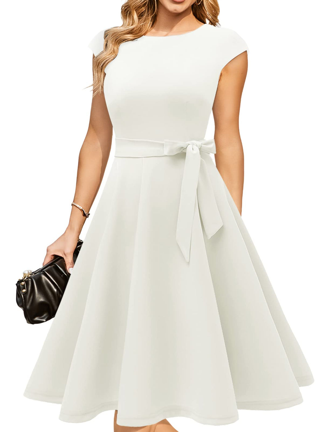 DRESSTELLS Cocktailkleid Damen Festliche Kleider 1950er Knielang Rockabilly Hochzeitkleid Swing Part