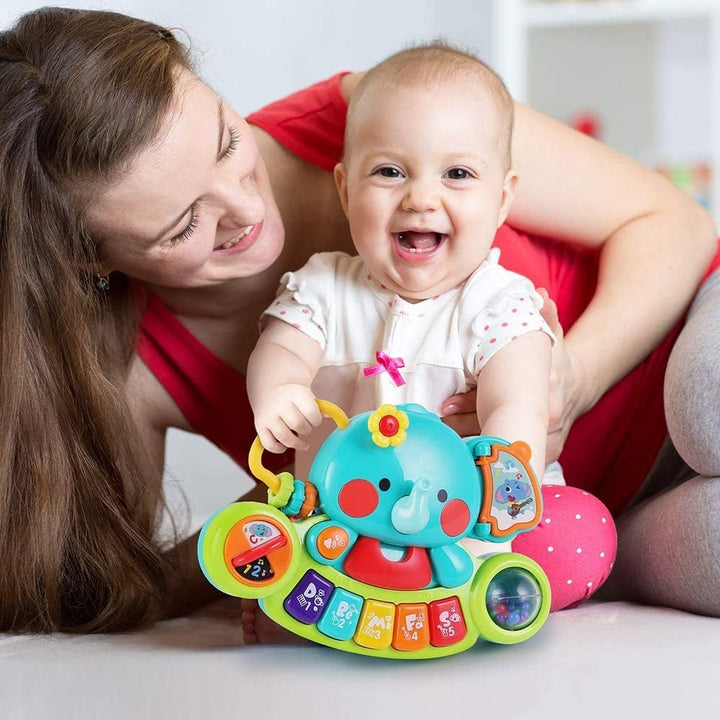 HOLA Baby Spielzeug 6 Monate Musikspielzeug, Elefant Spielzeug Klavier Motorikspielzeug mit Licht &amp;