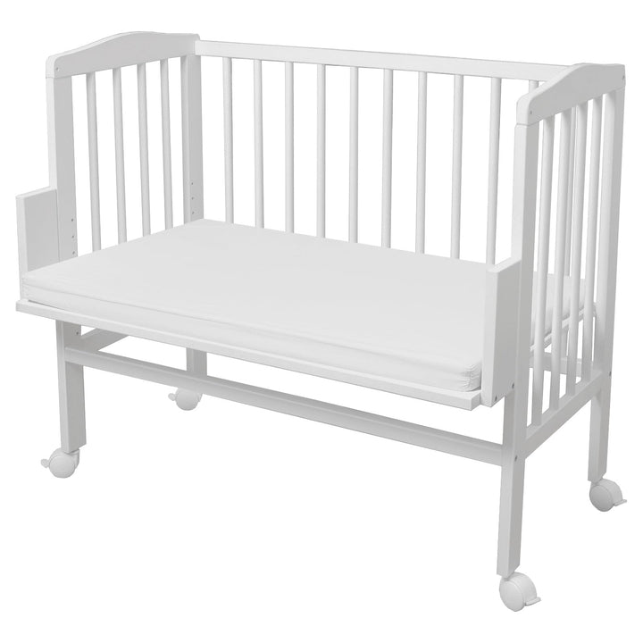 Waldin Beistellbett mit Matratze, höhen-verstellbar, Holz weiss lackiert,Grosse Liegefläche 90x55cm