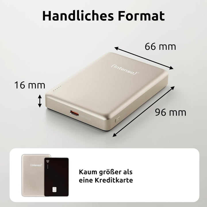Intenso MW10000 Magnetische Powerbank 10000 mAh – MagSafe kompatibel, Wireless Charging 15W, USB-C P