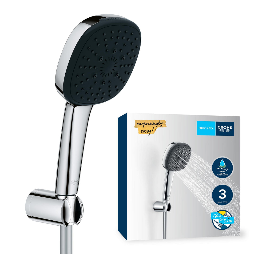 Grohe Vitalio 110 Wandhalterset wassersparend-8l pro Min (3 Strahlarten, Standardanschluss, mit 175c