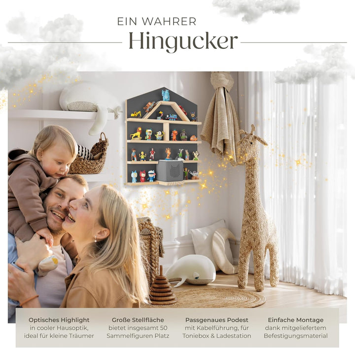 tectake® Holz Regal mit Magnetstreifen für Wand Montage, Wandregal für's Kinderzimmer, Aufbewahrung