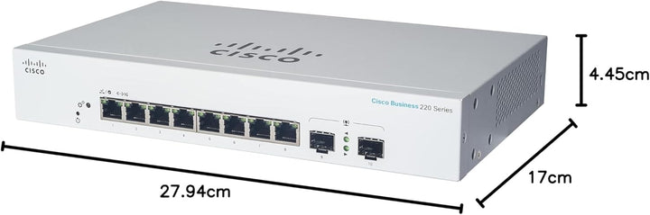 Cisco Business CBS220-8FP-E-2G Smart Switch | 8 GE-Ports | Full PoE | 2x1G SFP | 3 Jahre eingeschrän