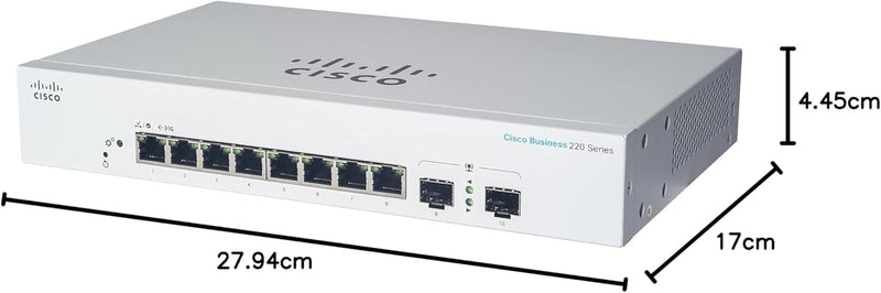 Cisco Business CBS220-8FP-E-2G Smart Switch | 8 GE-Ports | Full PoE | 2x1G SFP | 3 Jahre eingeschrän