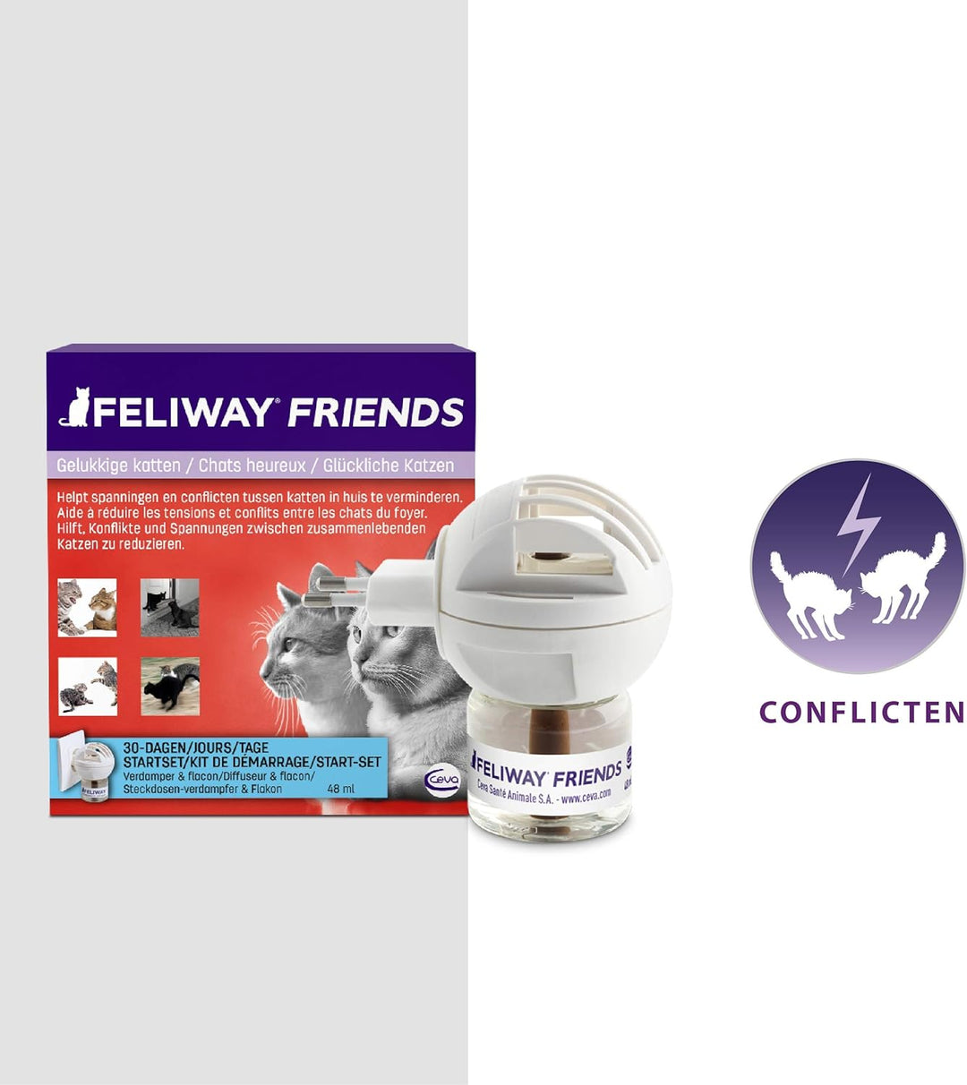 Feliway Friends – Anti Conflict voor Kat - Verdamper+ Navulling 48 ml