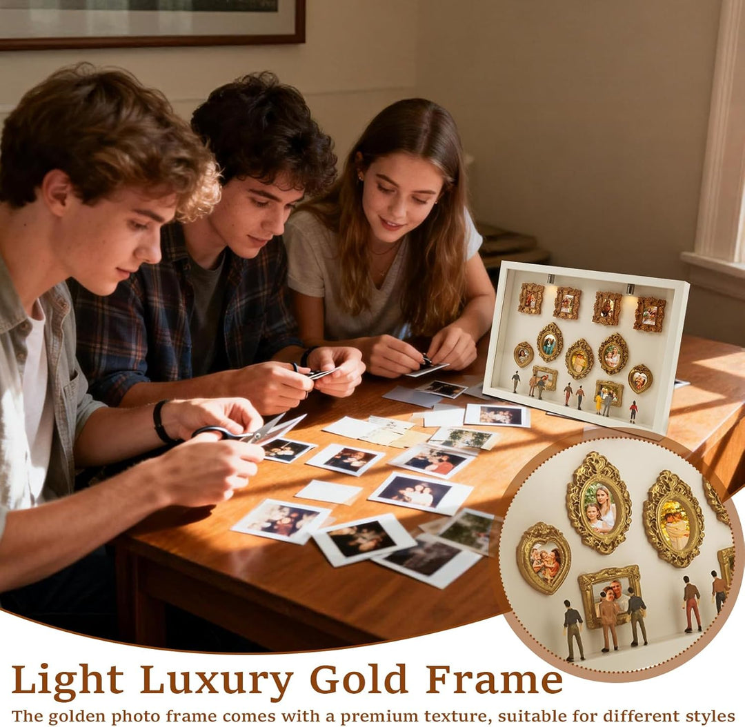 DIY Mini Museum Silhouette Box mit Vintage Mini Bilderrahmen Gold & Figuren,Figuren Menschen Museum