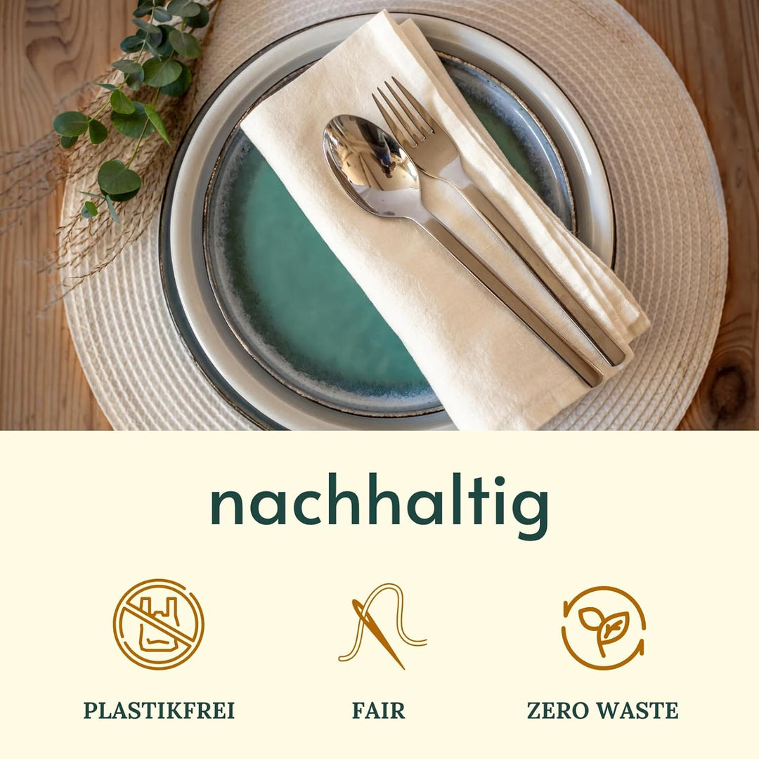BewusstGrün® 6 Premium Stoffservietten Leinen + Faltanleitungen I 100% Leinen I 45x45 cm Grau Grau 6