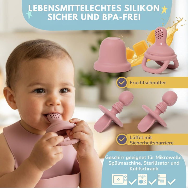 Baby Geschirrset | 12 Stücke | Baby Teller Set | Baby Geschirrset mit Saugnapf | Baby Geschirr | BPA