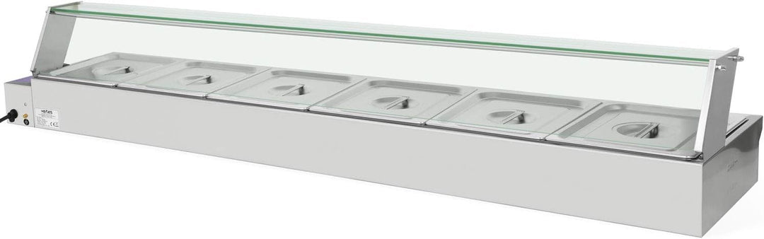 Speisenwärmer Buffetwärmer Wärmebehälter Für Speisen Elektrisch 1800W aus Edelstahl (Inkl 6X 1/2 GN