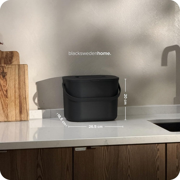 Black Sweden Home Biomülleimer Küche - 7L - Design Komposteimer mit Sieb - Bio-Mülleimer Geruchsdich