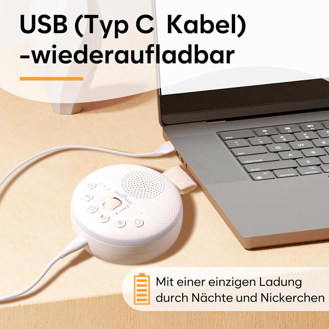 Easy@Home White Noise Maschine Baby - Tragbare Einschlafhilfe mit 34 beruhigenden Klängen Weisses Ra