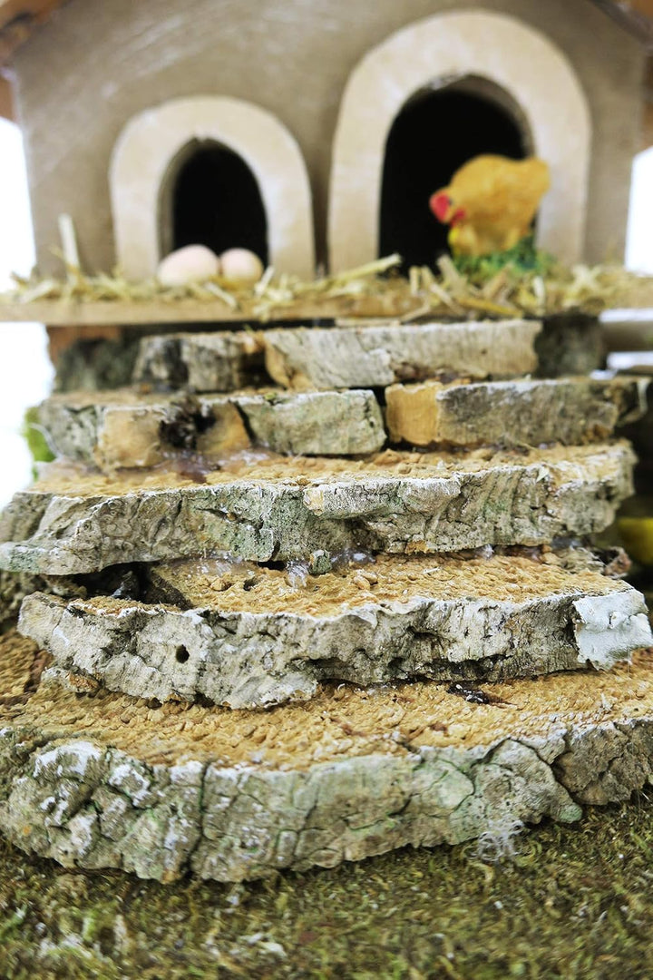 Bertoni Miniatur Hühnerstall mit Hühner und Treppe, Holz, Mehrfarbig, 19 x 15 x 14 cm